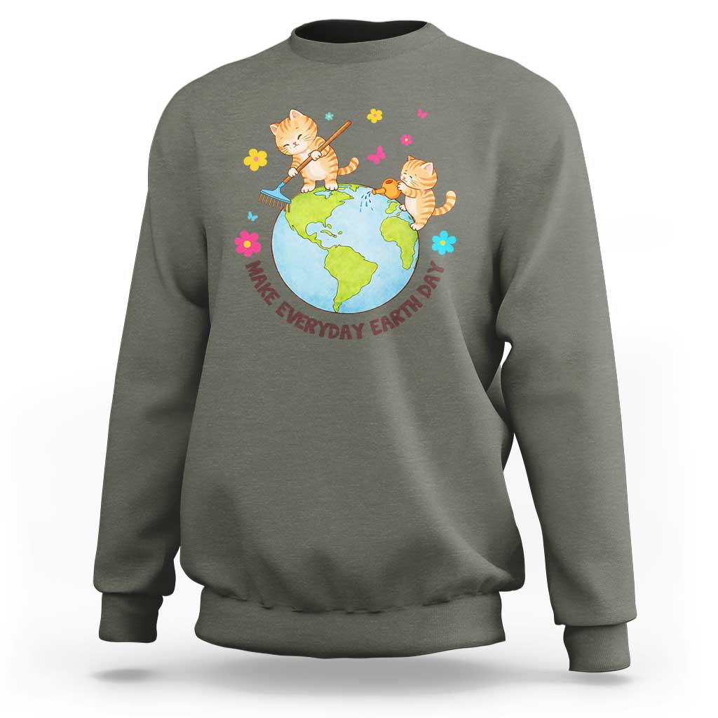 Make Everyday Earth Day Sweatshirt Funny Cat Lover Gift