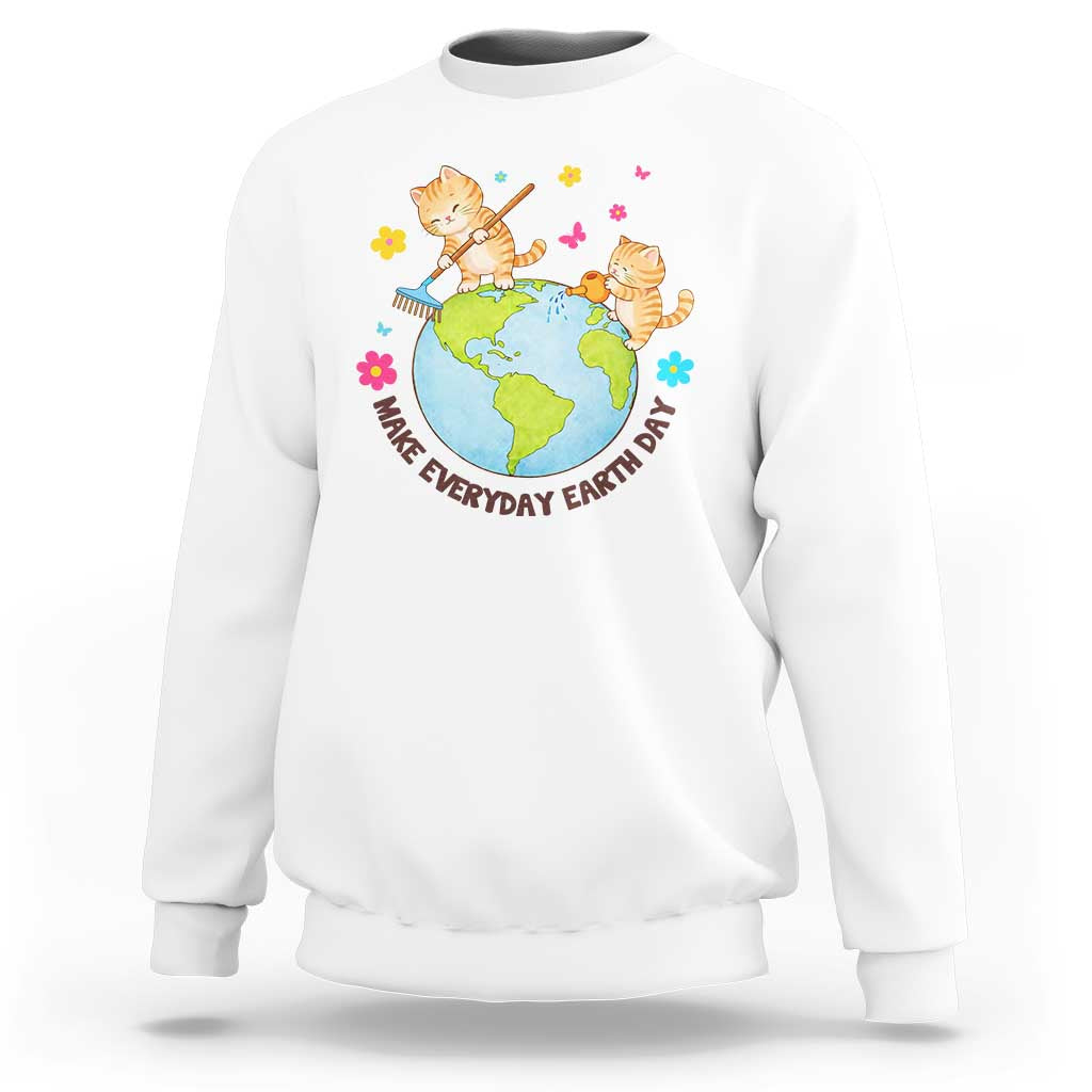 Make Everyday Earth Day Sweatshirt Funny Cat Lover Gift