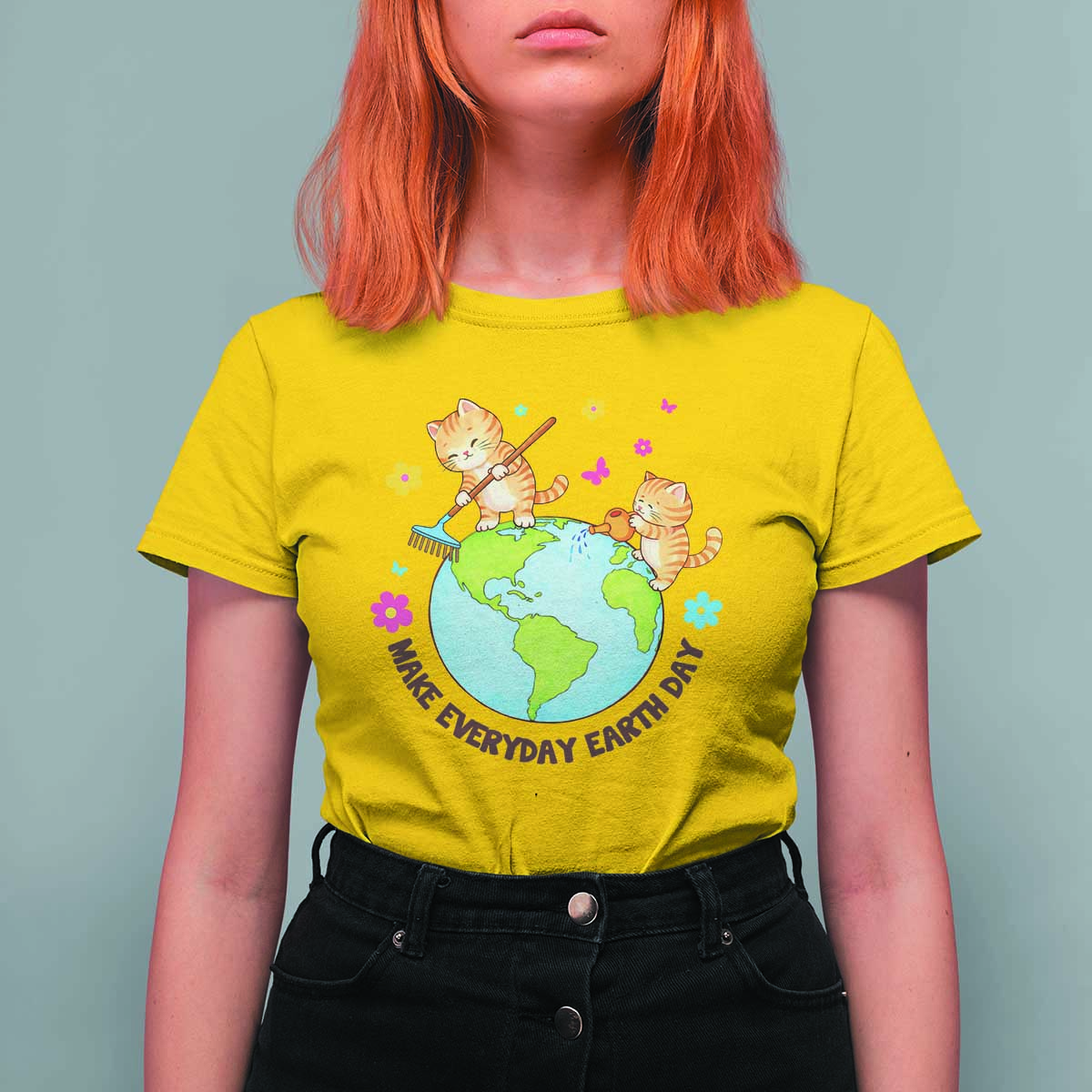 Make Everyday Earth Day T Shirt For Women Funny Cat Lover Gift
