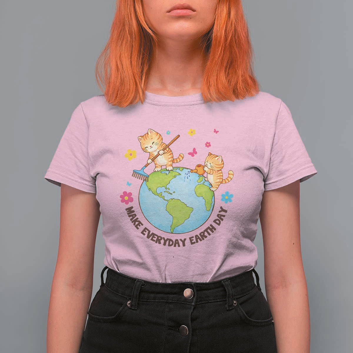 Make Everyday Earth Day T Shirt For Women Funny Cat Lover Gift