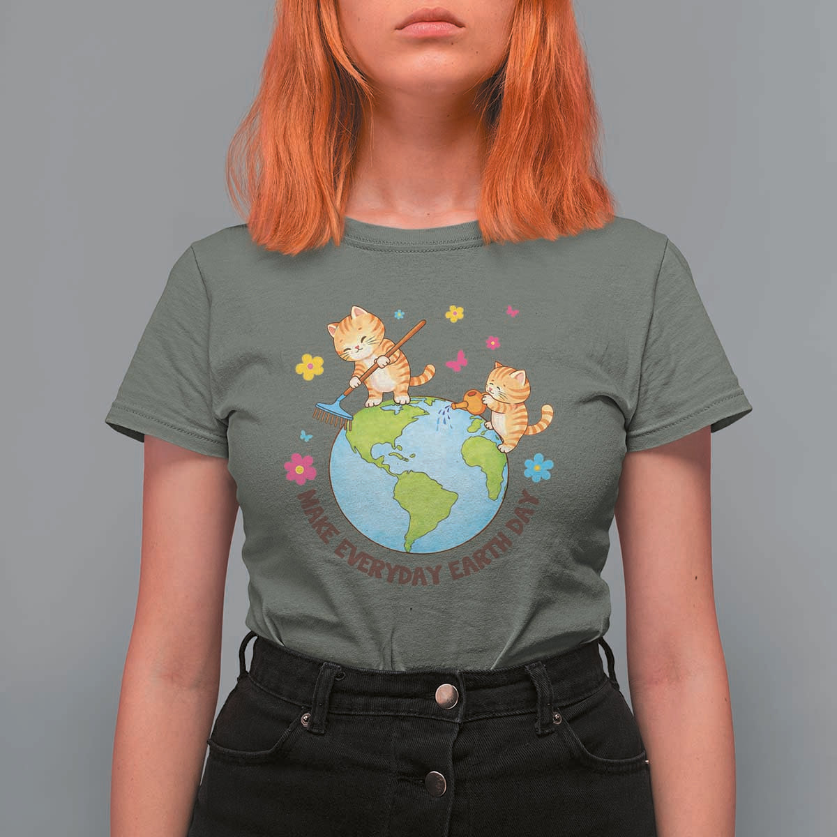 Make Everyday Earth Day T Shirt For Women Funny Cat Lover Gift