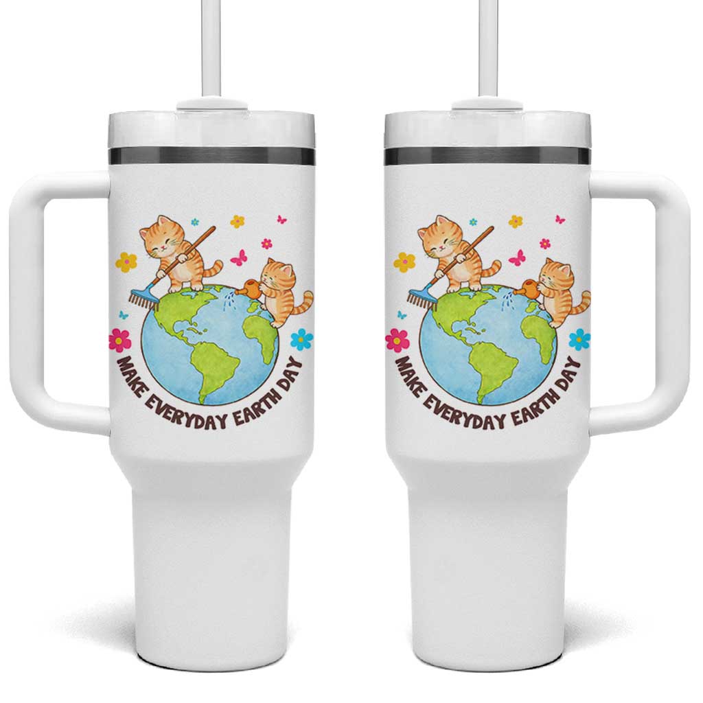 Make Everyday Earth Day Tumbler With Handle Funny Cat Lover Gift