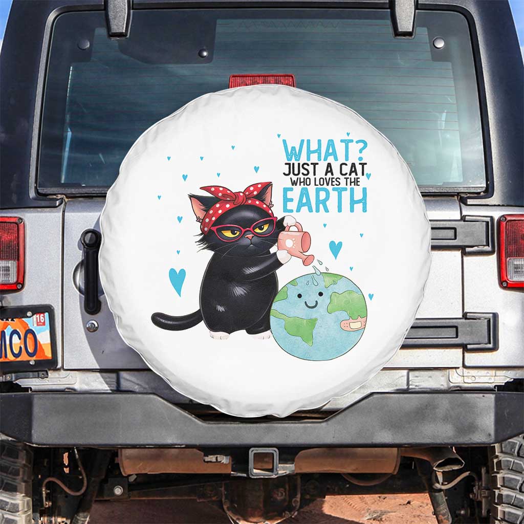 Just A Cat Who Loves The Earth Spare Tire Cover Earth Day Cat Lover Gift