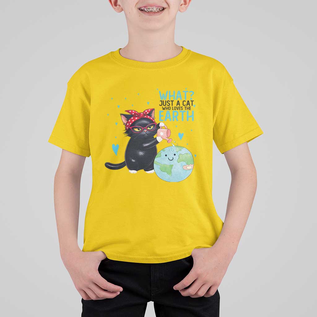 Just A Cat Who Loves The Earth T Shirt For Kid Earth Day Cat Lover Gift