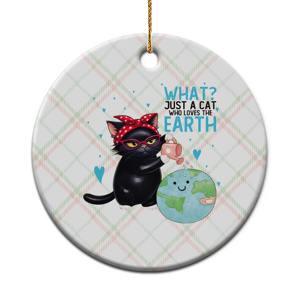 Just A Cat Who Loves The Earth Ceramic Ornament Earth Day Cat Lover Gift
