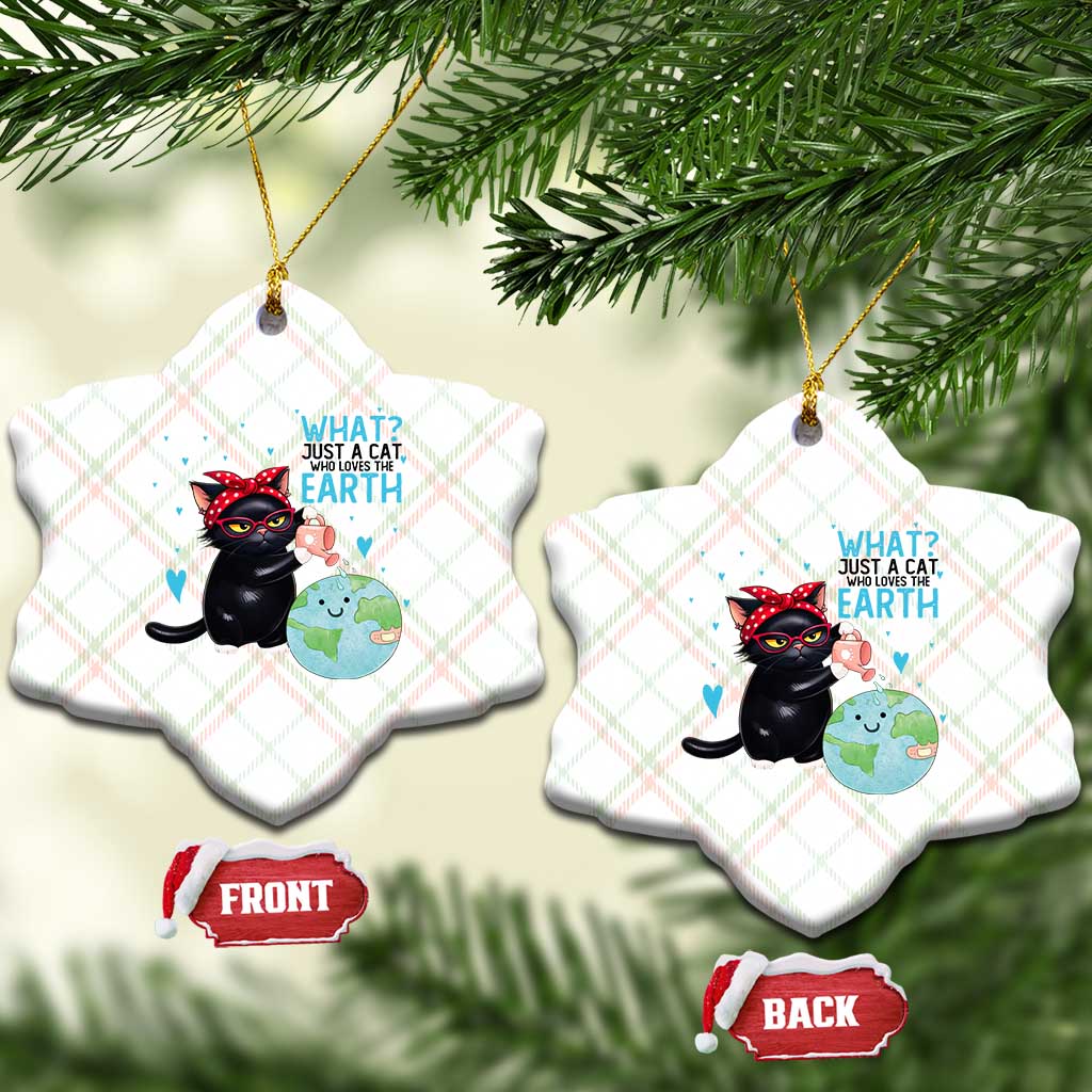 Just A Cat Who Loves The Earth Ceramic Ornament Earth Day Cat Lover Gift