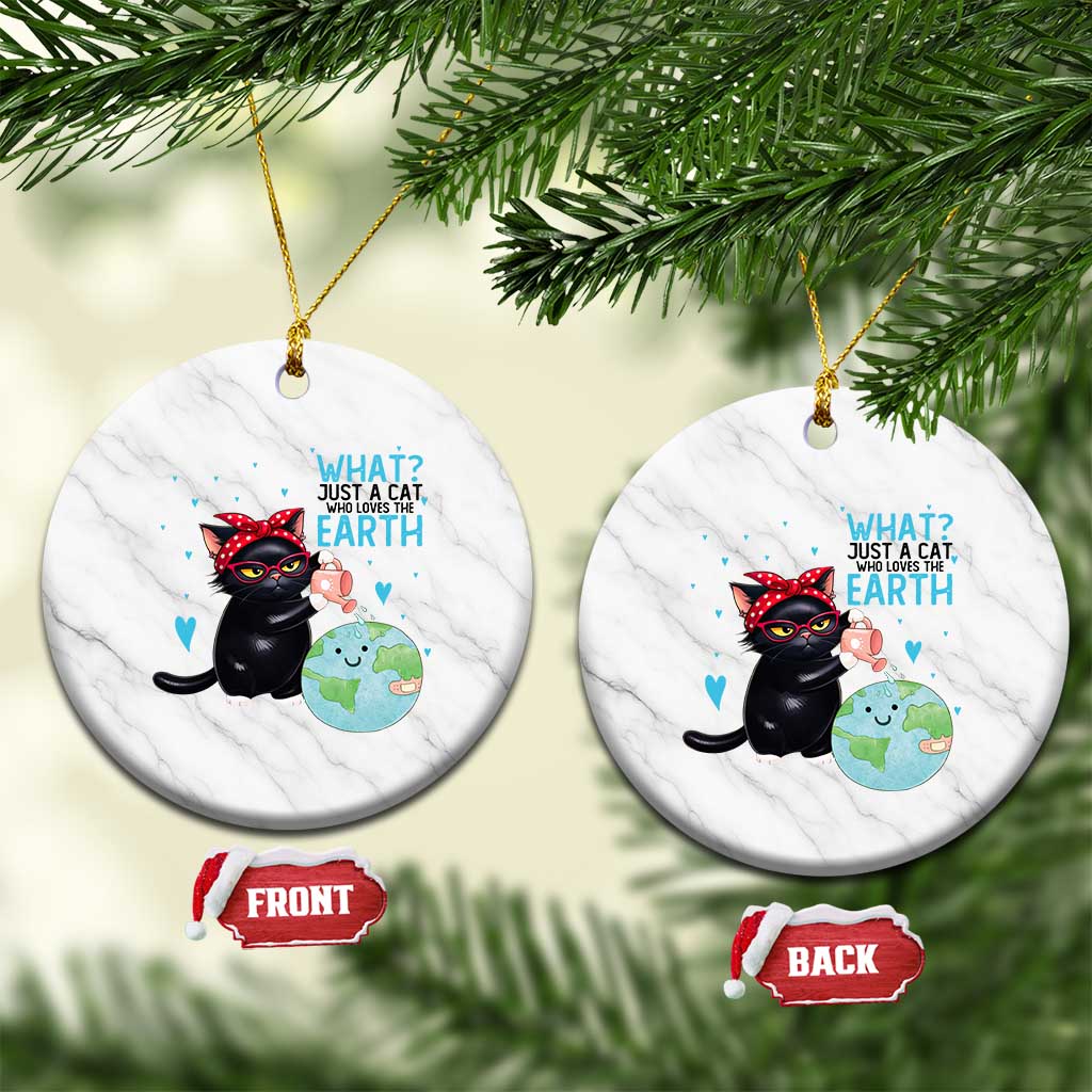 Just A Cat Who Loves The Earth Ceramic Ornament Earth Day Cat Lover Gift
