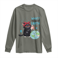 Just A Cat Who Loves The Earth Long Sleeve Shirt Earth Day Cat Lover Gift