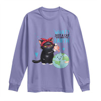 Just A Cat Who Loves The Earth Long Sleeve Shirt Earth Day Cat Lover Gift