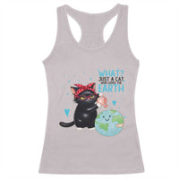Just A Cat Who Loves The Earth Racerback Tank Top Earth Day Cat Lover Gift