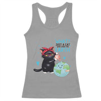 Just A Cat Who Loves The Earth Racerback Tank Top Earth Day Cat Lover Gift