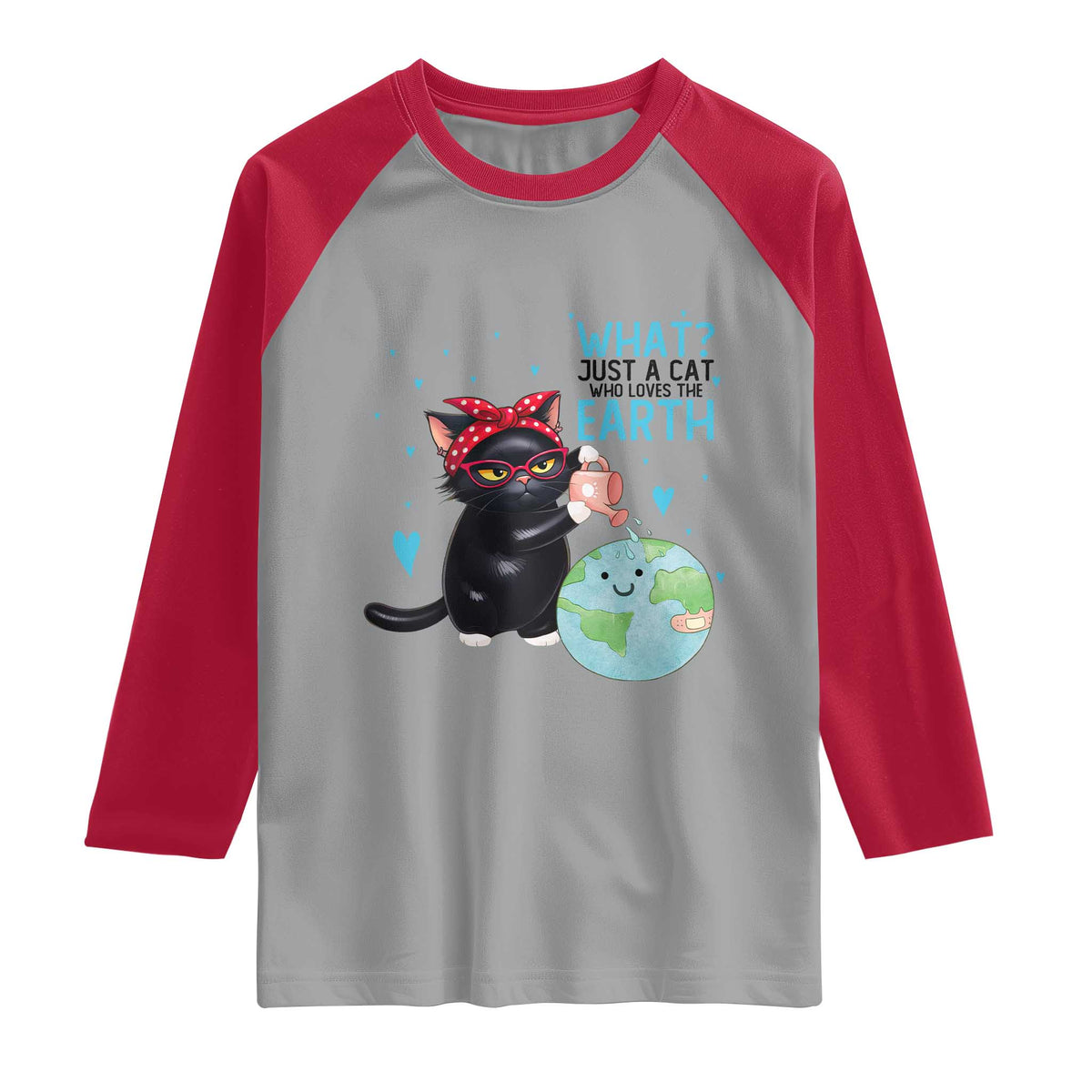 Just A Cat Who Loves The Earth Raglan Shirt Earth Day Cat Lover Gift