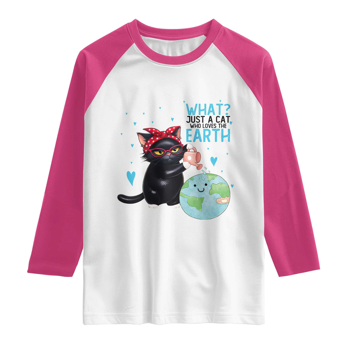 Just A Cat Who Loves The Earth Raglan Shirt Earth Day Cat Lover Gift