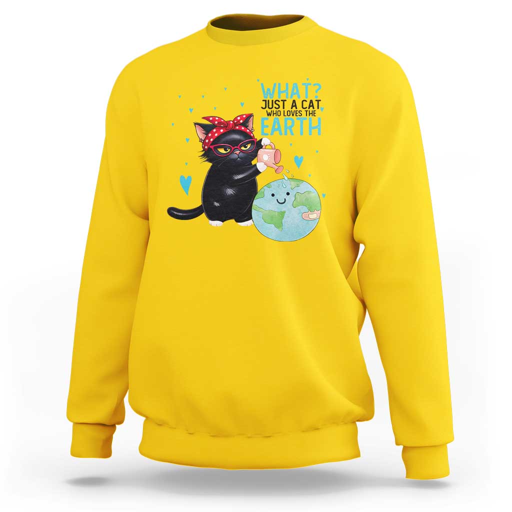 Just A Cat Who Loves The Earth Sweatshirt Earth Day Cat Lover Gift