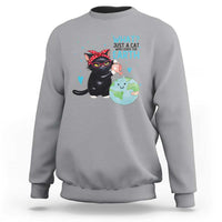 Just A Cat Who Loves The Earth Sweatshirt Earth Day Cat Lover Gift