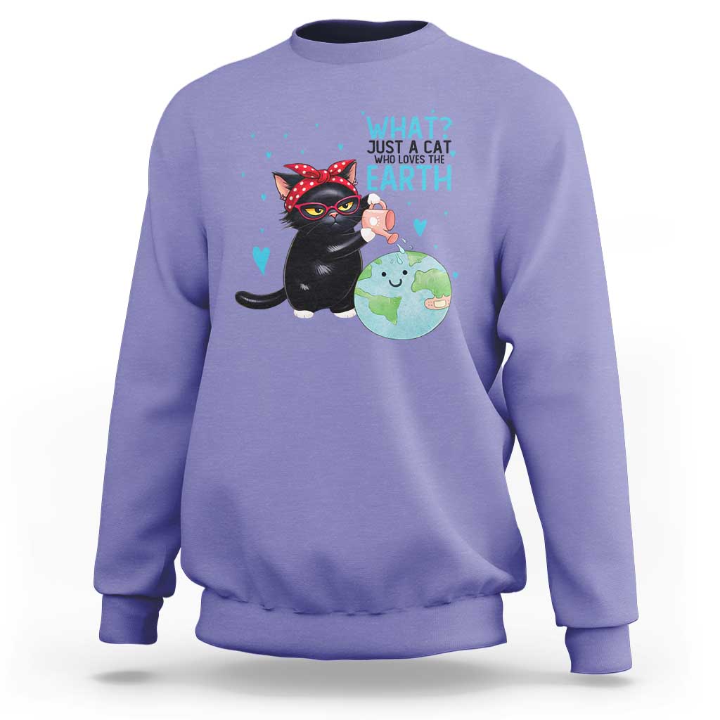 Just A Cat Who Loves The Earth Sweatshirt Earth Day Cat Lover Gift