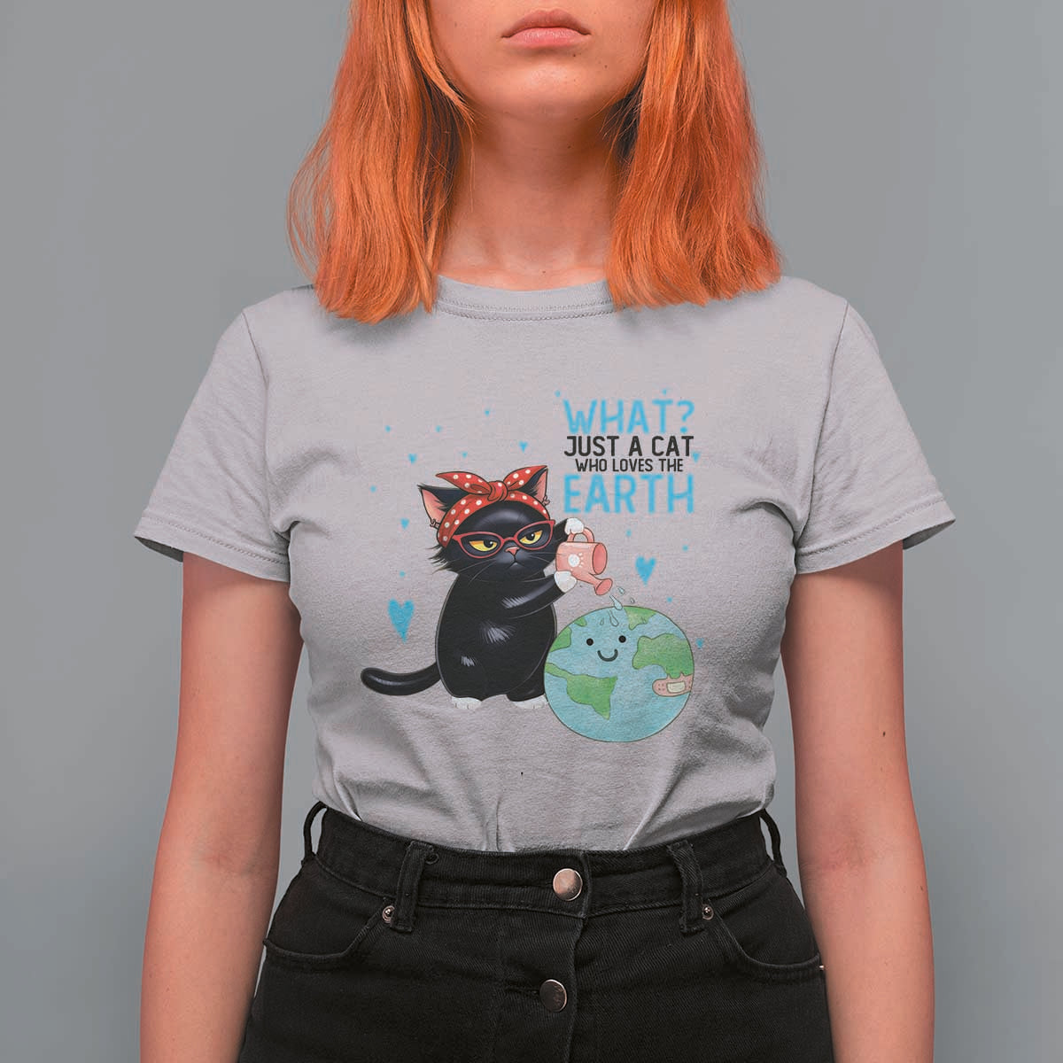 Just A Cat Who Loves The Earth T Shirt For Women Earth Day Cat Lover Gift