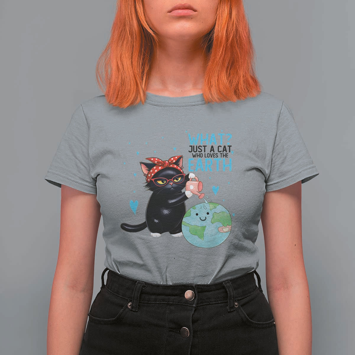 Just A Cat Who Loves The Earth T Shirt For Women Earth Day Cat Lover Gift