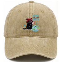 Just A Cat Who Loves The Earth Washed Cotton Baseball Cap Earth Day Cat Lover Gift
