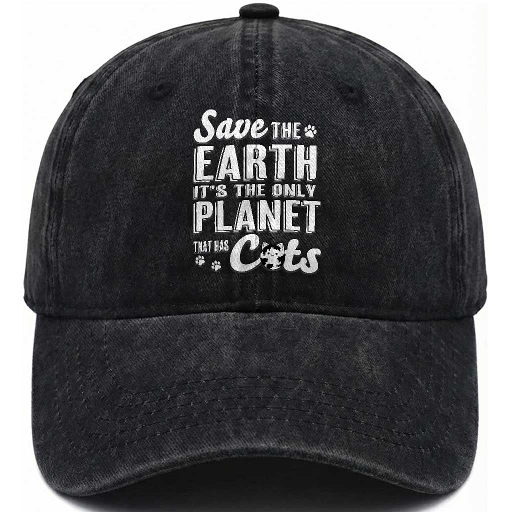 Earth Day Cat Lover Washed Cotton Baseball Cap Save Earth Its The Only Planet With Cats