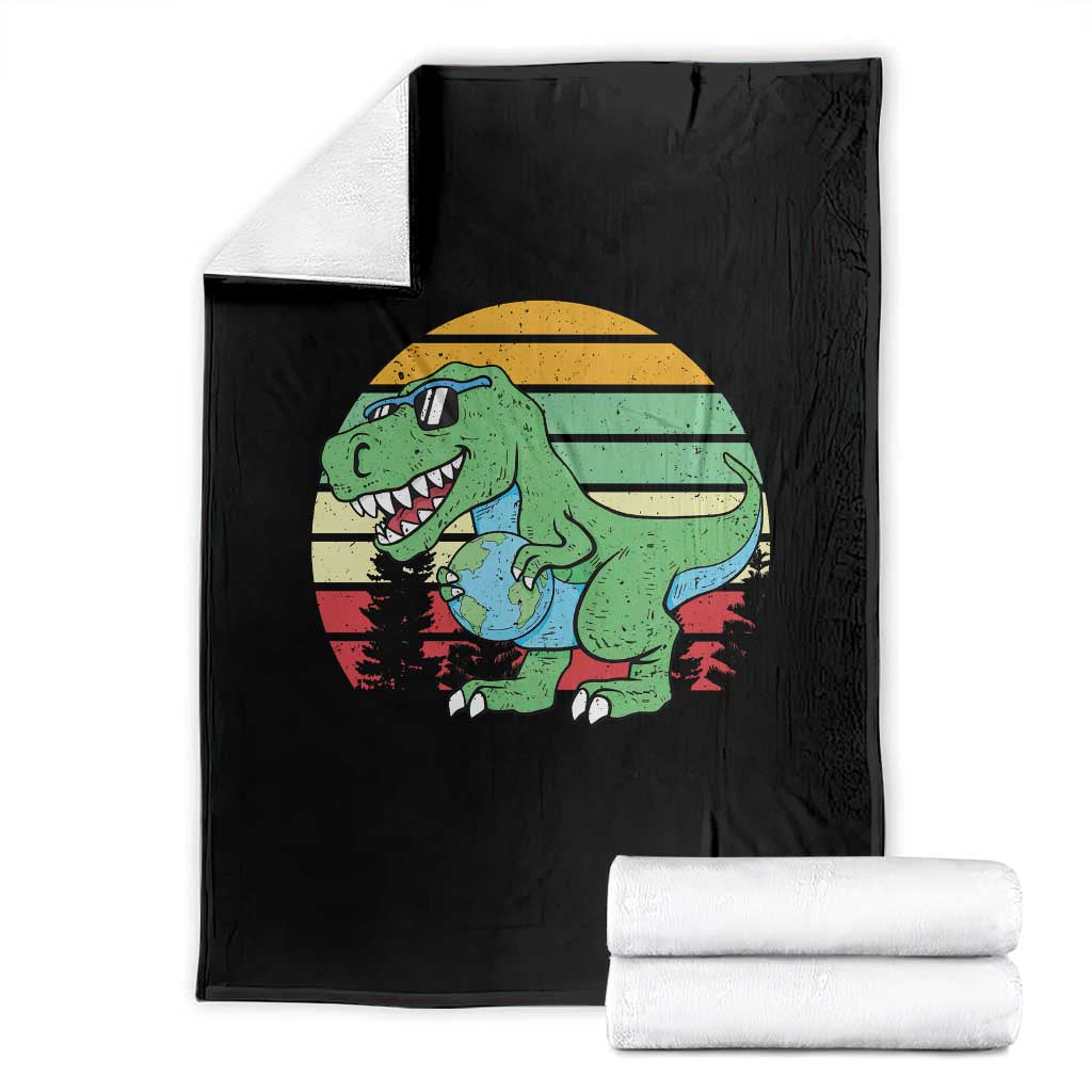 Funny Earth Day Dinosaur Lover Throw Blanket Save The Planet