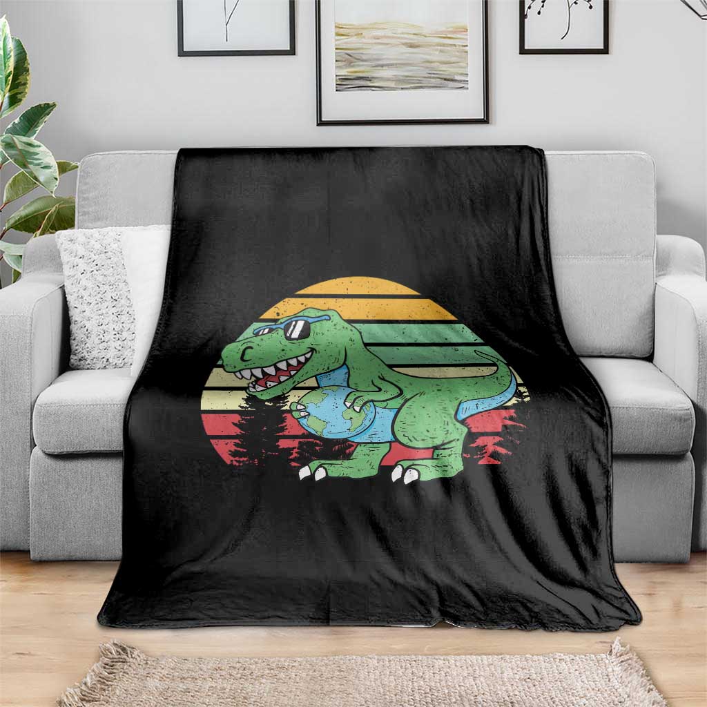 Funny Earth Day Dinosaur Lover Throw Blanket Save The Planet