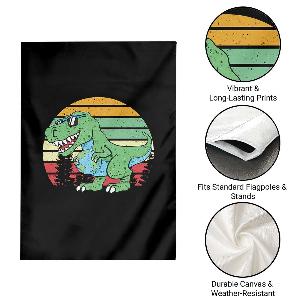 Funny Earth Day Dinosaur Lover Garden Flag Save The Planet
