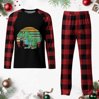 Funny Earth Day Dinosaur Lover Plaid Pajama Set Save The Planet