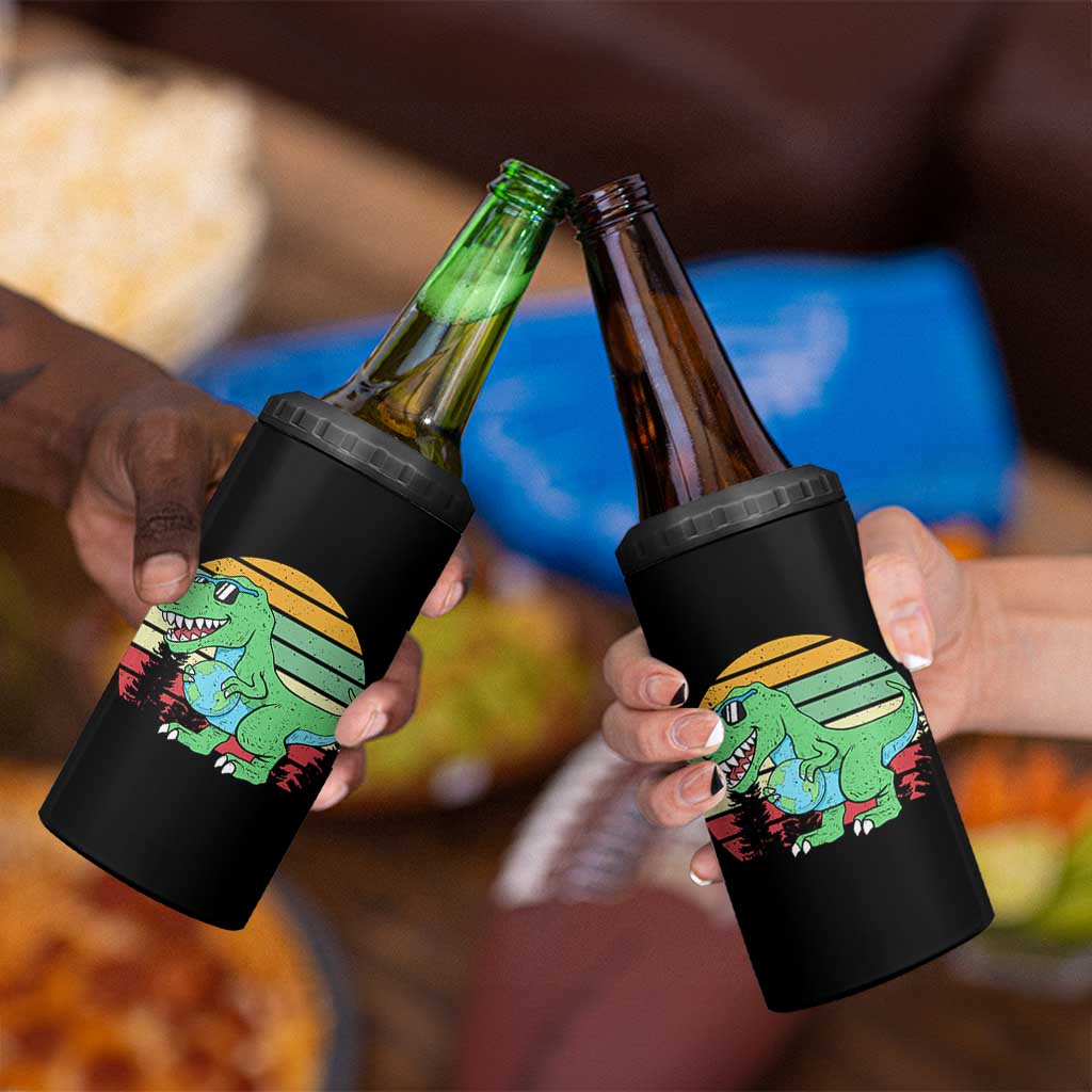 Funny Earth Day Dinosaur Lover 4 in 1 Can Cooler Tumbler Save The Planet