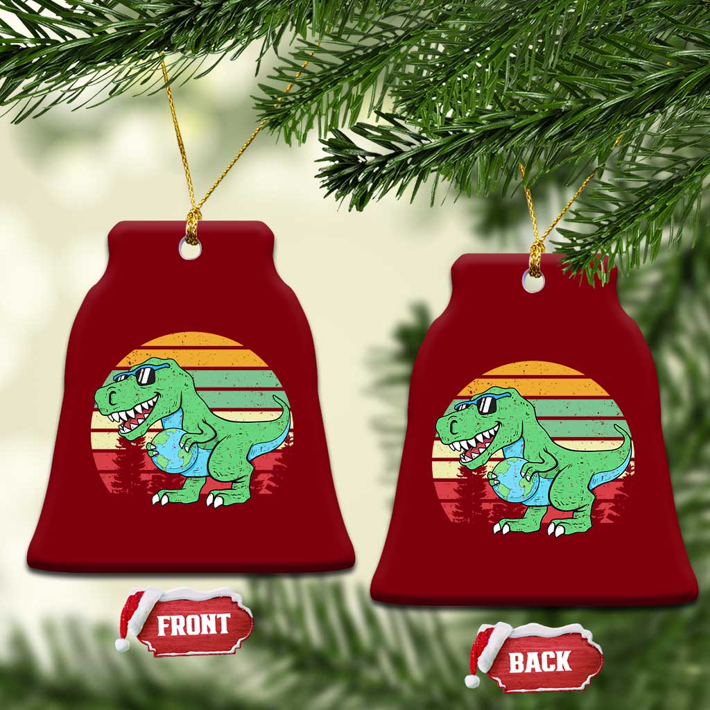 Funny Earth Day Dinosaur Lover Ceramic Ornament Save The Planet