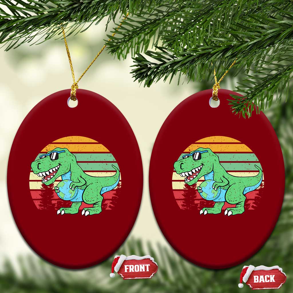 Funny Earth Day Dinosaur Lover Ceramic Ornament Save The Planet