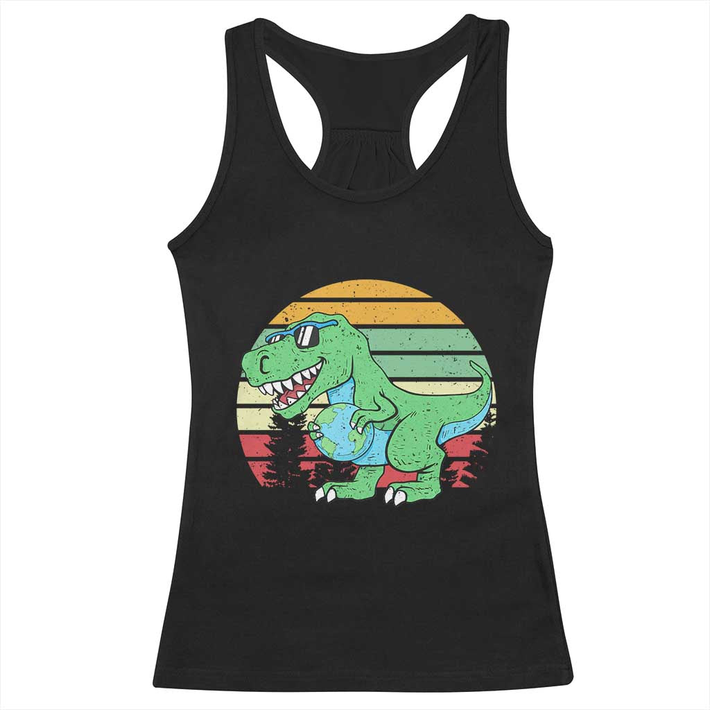 Funny Earth Day Dinosaur Lover Racerback Tank Top Save The Planet