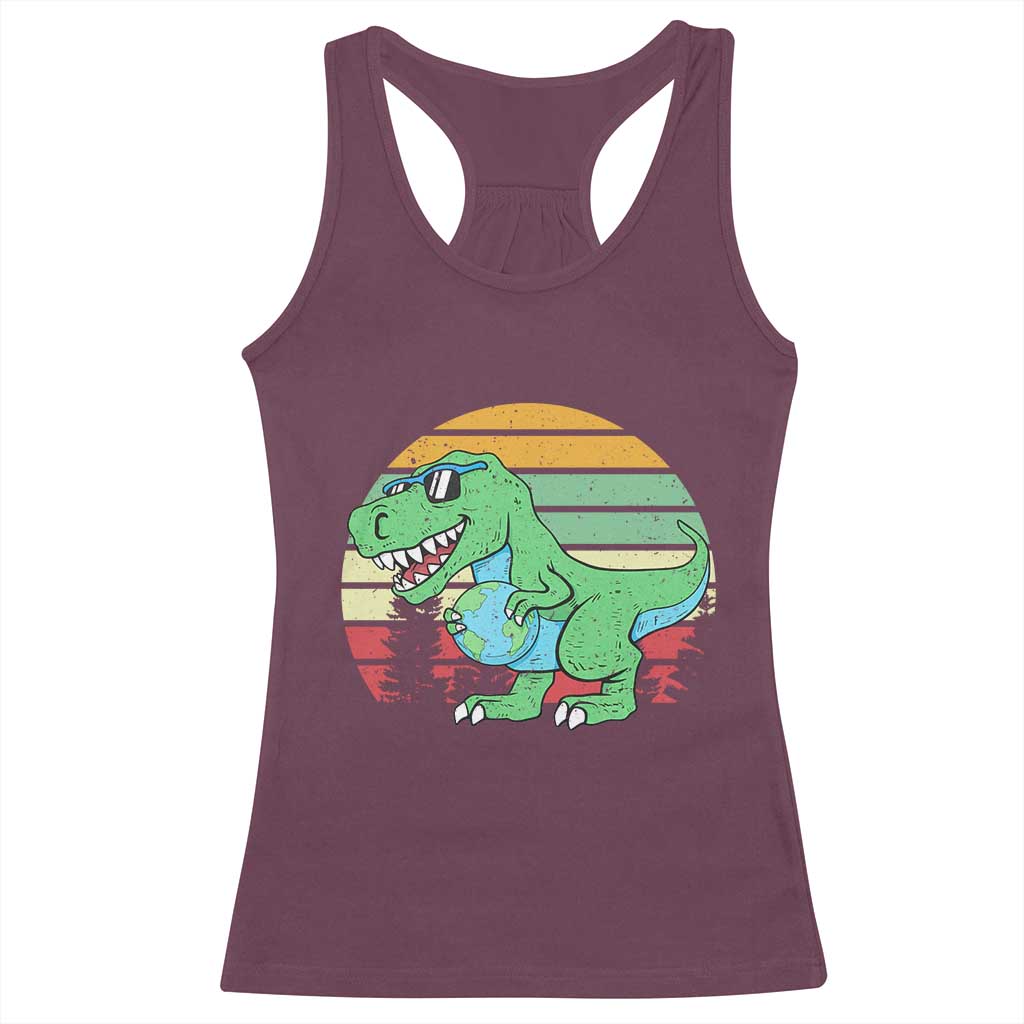 Funny Earth Day Dinosaur Lover Racerback Tank Top Save The Planet
