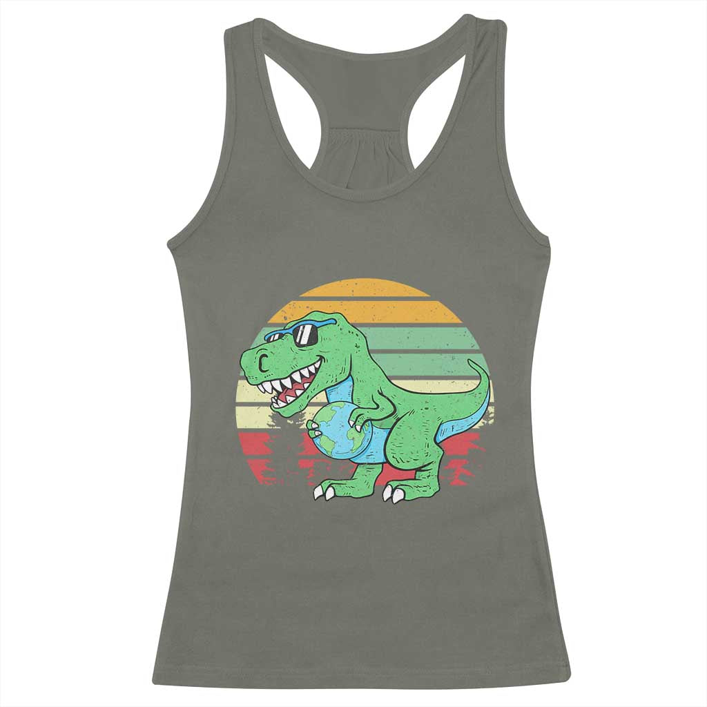 Funny Earth Day Dinosaur Lover Racerback Tank Top Save The Planet