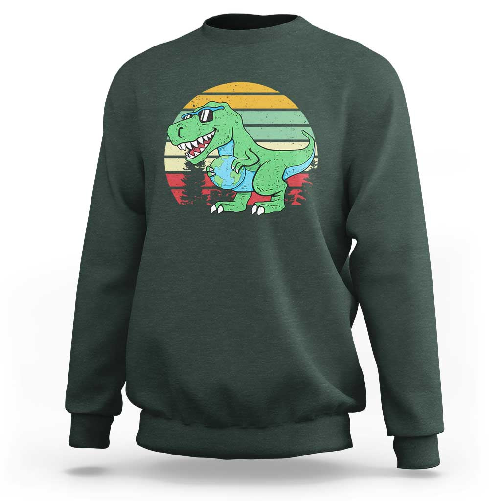 Funny Earth Day Dinosaur Lover Sweatshirt Save The Planet