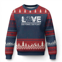 Our Power Our Planet Ugly Christmas Sweater Earth Day Eco Friendly