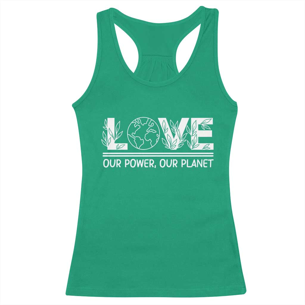 Our Power Our Planet Racerback Tank Top Earth Day Eco Friendly