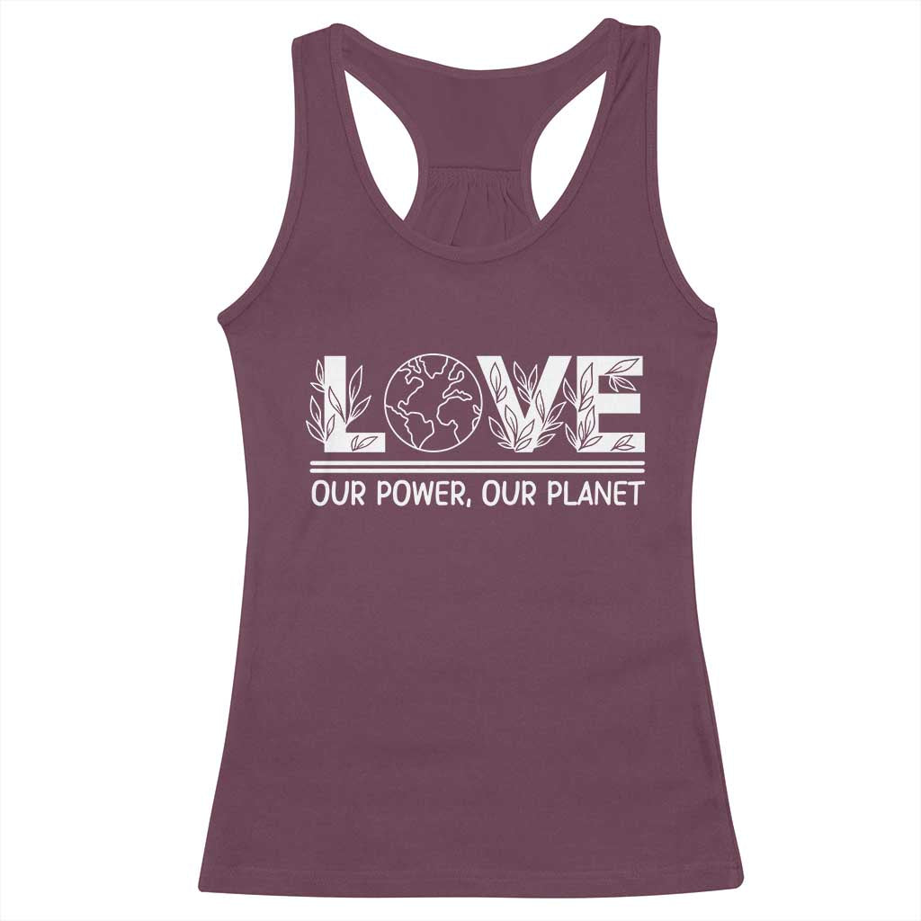 Our Power Our Planet Racerback Tank Top Earth Day Eco Friendly