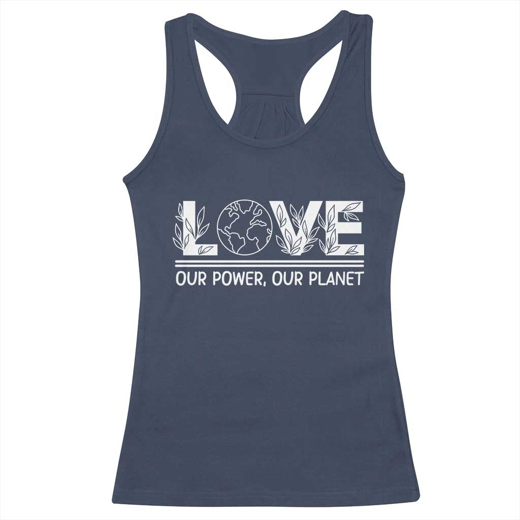 Our Power Our Planet Racerback Tank Top Earth Day Eco Friendly