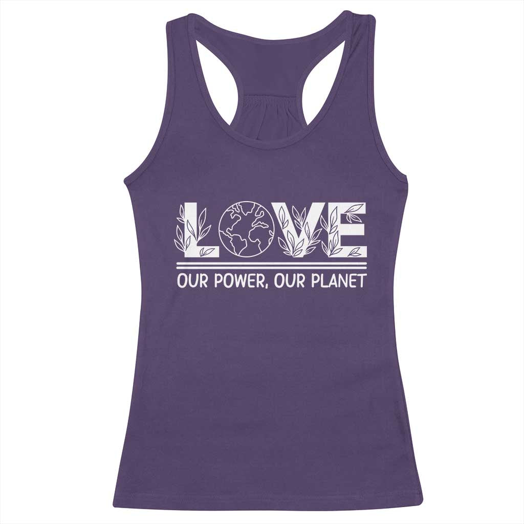 Our Power Our Planet Racerback Tank Top Earth Day Eco Friendly