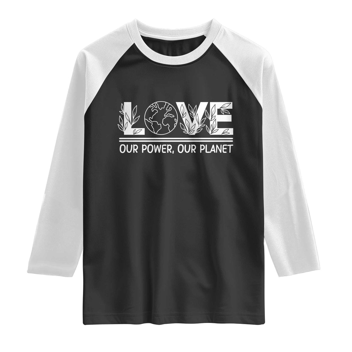 Our Power Our Planet Raglan Shirt Earth Day Eco Friendly