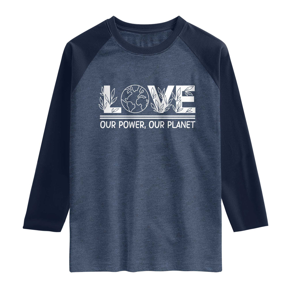 Our Power Our Planet Raglan Shirt Earth Day Eco Friendly