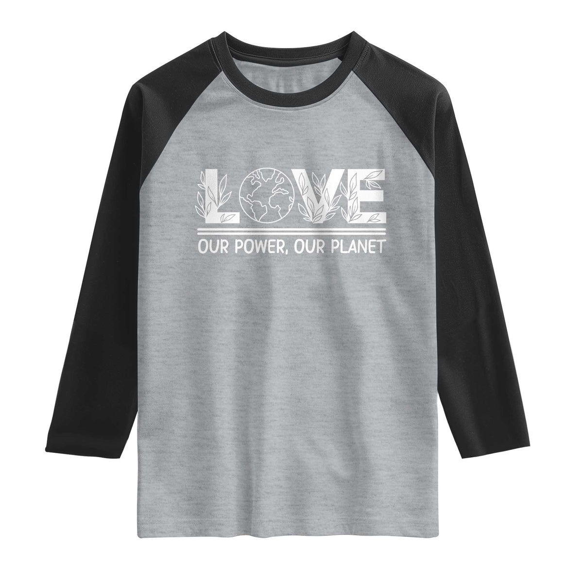 Our Power Our Planet Raglan Shirt Earth Day Eco Friendly