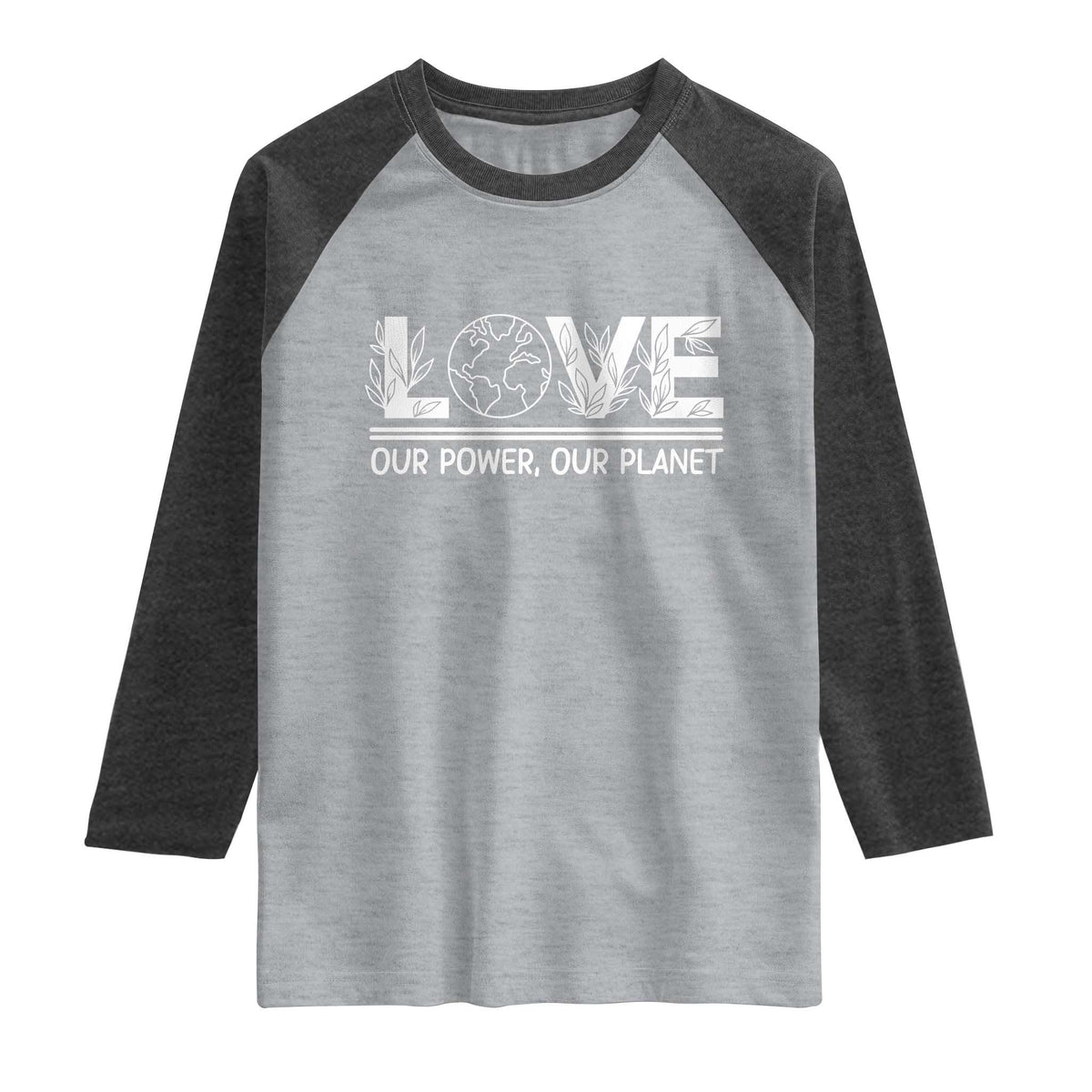 Our Power Our Planet Raglan Shirt Earth Day Eco Friendly