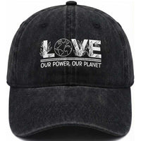 Our Power Our Planet Washed Cotton Baseball Cap Earth Day Eco Friendly