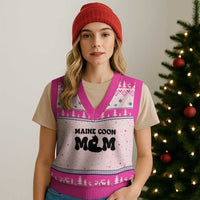 Maine Coon Mom V-Neck Knit Sweater Vest Cat Lover Gift For Her