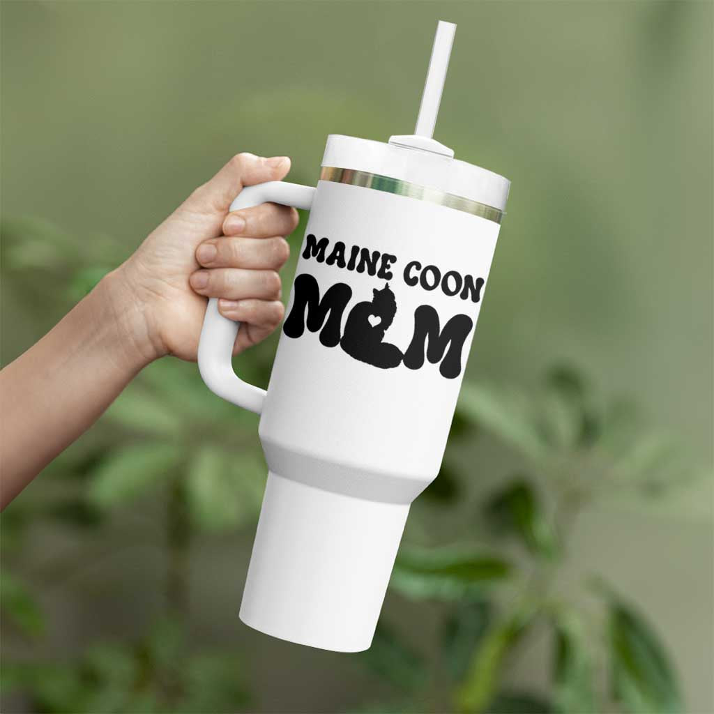 Maine Coon Mom Tumbler With Handle Cat Lover Gift For Her
