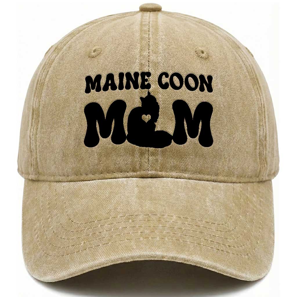 Maine Coon Mom Washed Cotton Baseball Cap Cat Lover Gift For Her
