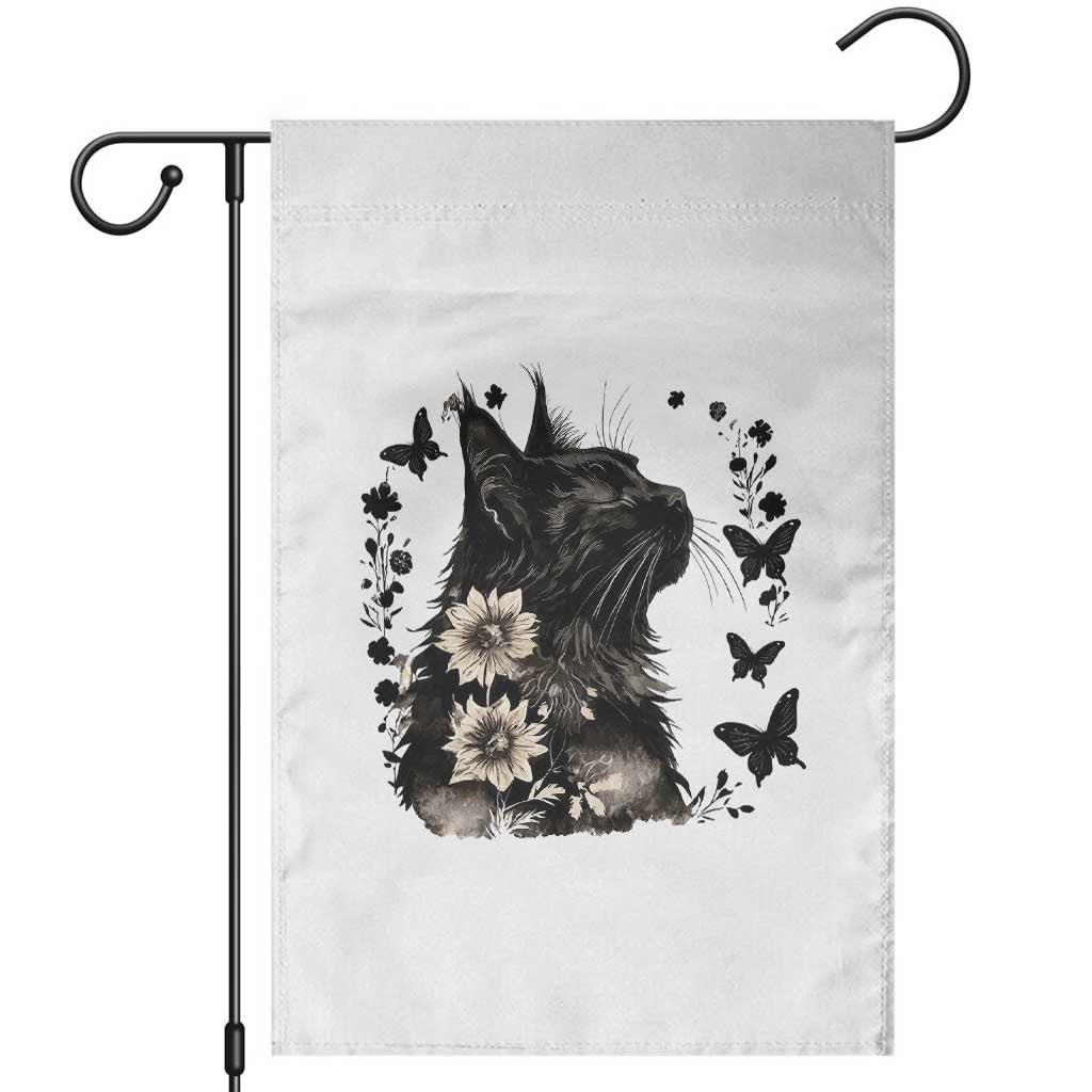 Black Maine Coon Cat Garden Flag Floral Sunflower Watercolor Gift