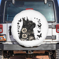 Black Maine Coon Cat Spare Tire Cover Floral Sunflower Watercolor Gift